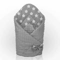Baby Swaddle Wrap Newborn Dimple Cotton Infant Bedding Grey/ Big Stars On Grey