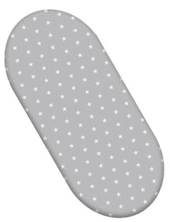 Cotton Fitted Baby Sheet Fit Moses Basket Pram 80X38cm Small White Stars On Grey - MyHappy Baby