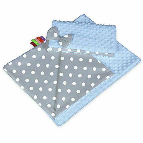 Warm Baby Blanket Dimple Cotton Quilt Pillow Double Sided 100X75cm Blue - Dots Grey