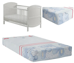Baby Fitted Cot Sheet Printed Design 100% Cotton Mattress 120X60 cm Cuddle Bear Grey - MyHappy Baby