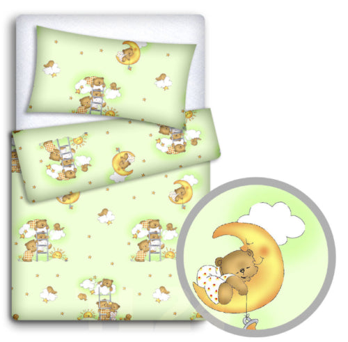 Baby bedding set 10Pc fit cot bed 140x70cm - Ladder Green