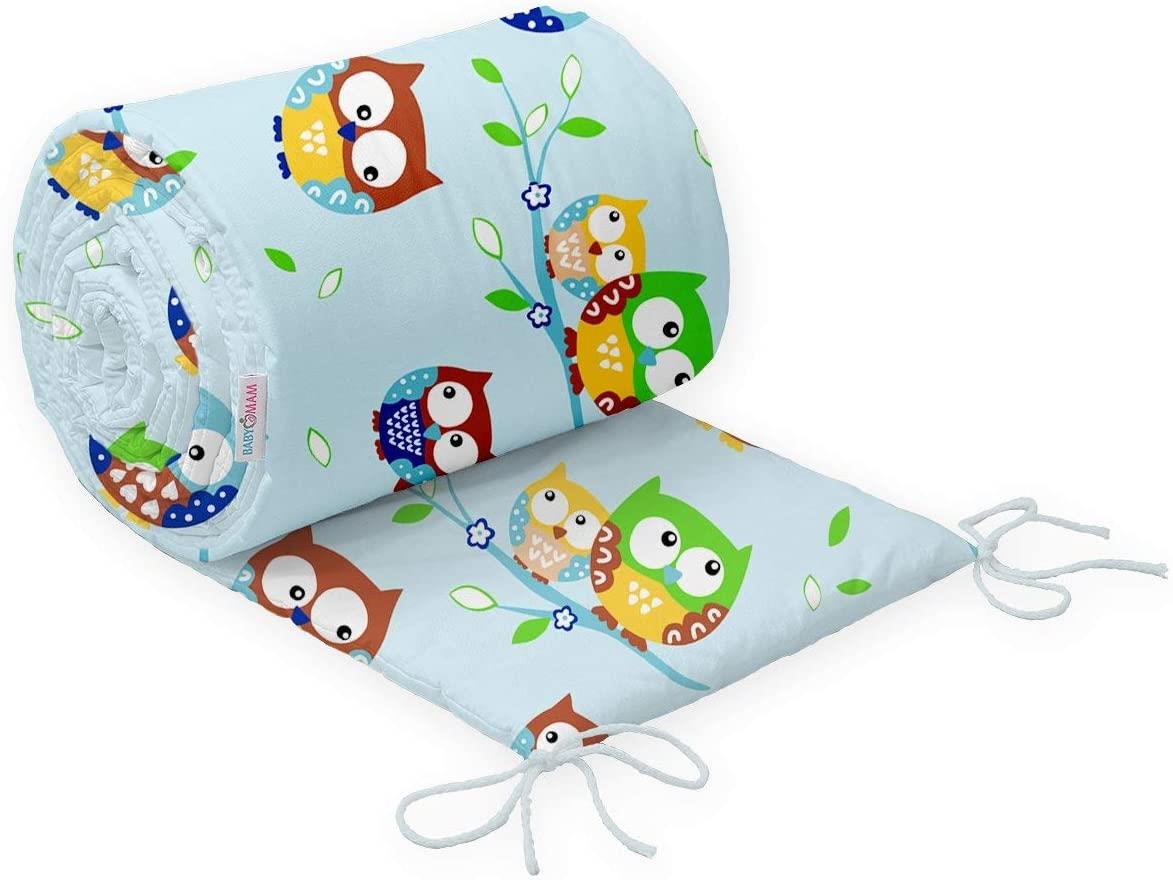 Padded Bumper To Fit Baby Cot Bed All-Round Cotton 420cm Owls Moon