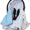 Baby Blanket Car Seat Reversible Wrap Plush Soft Double Sided Cotton 100X100cm Blue/Blue Stars On White