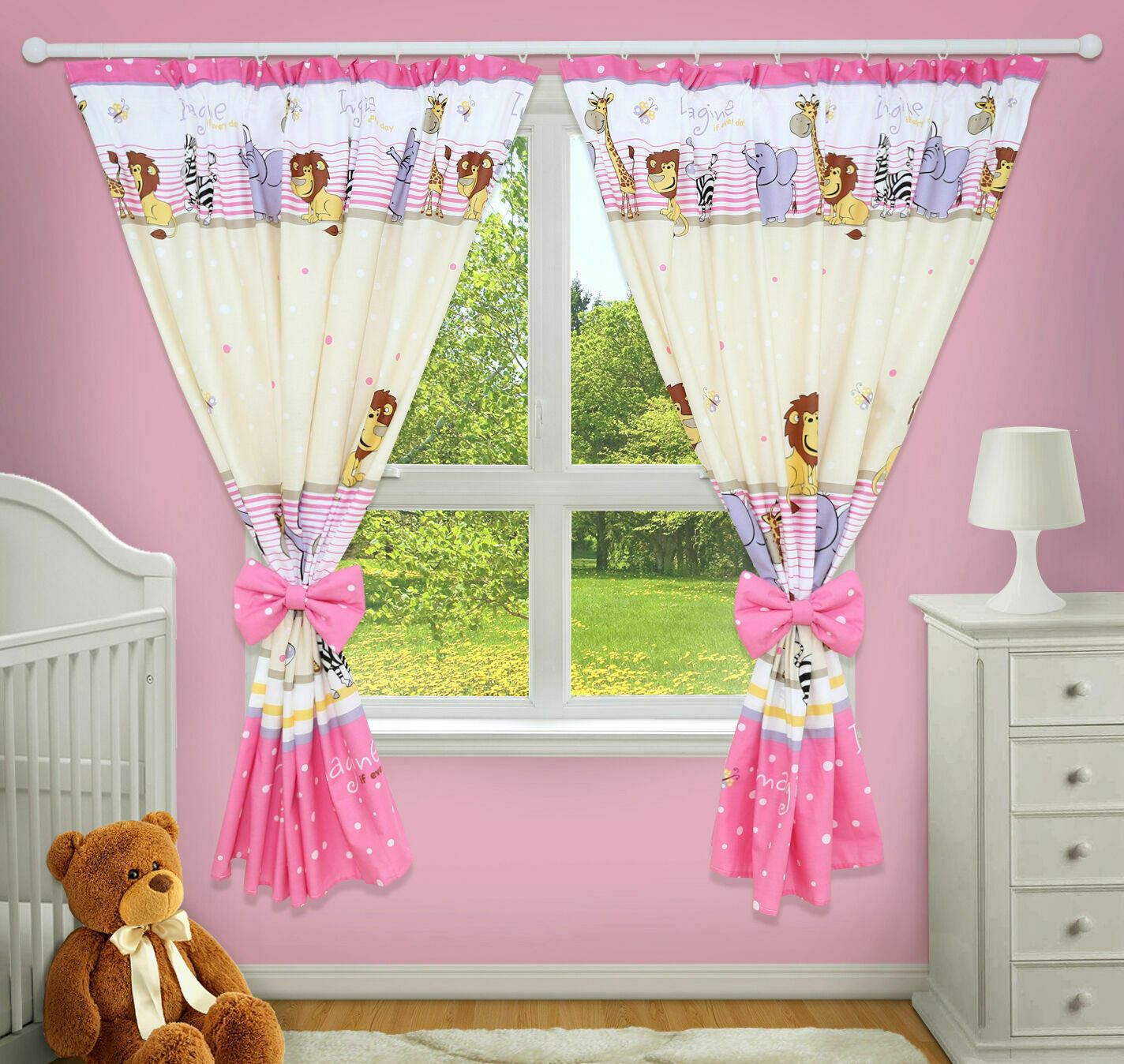 Nursery Curtains for Babies & Toddler's Bedroom Safari pink