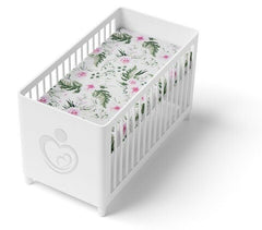 Baby Fitted Cot Sheet Printed Design 100% Cotton Mattress 120X60 cm Garden Flowers - MyHappy Baby