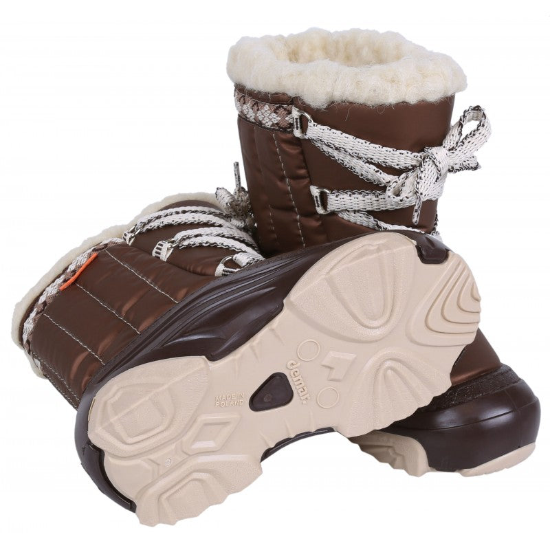 DEMAR Baby Kids Snow Winter Boots Woollen Fur - Brown/Ecru