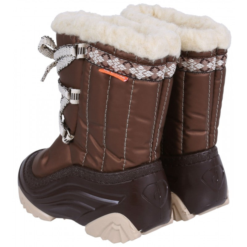 DEMAR Baby Kids Snow Winter Boots Woollen Fur - Brown/Ecru