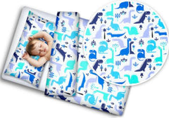 Baby 5Pc Bedding Set Pillow Duvet Quilt All-Round Bumper  Fit Cotbed 140X70cm Dinosaurs Blue - MyHappy Baby