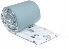 Cot Liner 180cm fit Cot 120x60cm 100% Cotton Baby Nursery On Safari/sage - MyHappy Baby