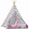 Teepee Wigwam Indoor Outdoor Kids Playhouse Tent With Three Cushions Indian Sleep Grey