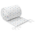 Breathable Cot Bumper 180cm 100% Cotton Fade Resistant, String Tie - Grey Blue Stars