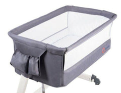 Baby Bedside Crib Portable Foldable Travel Cot Mattress Mosquito Net Theo Lionelo Grey - MyHappy Baby