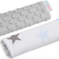 Dimple Belt Cover Car Seat Pram Pad Shoulder Soft Strap 2 Piece Grey/Grey Blue Stars