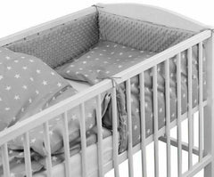 Baby Dimple Bedding Set 3Pc Fit Cot 120X60cm - Dimple Grey / Small White Stars On Grey - MyHappy Baby