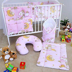 Baby bedding set Cotton Nursery 14pc 135x100 Ladder pink - MyHappy Baby