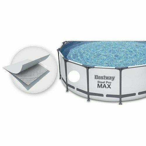 56408 Bestway 10Ft 305cmx76cm Grey Steel Pro Max Round Pool With Filtration Pump