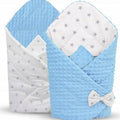 Baby Swaddle Wrap Newborn Dimple Cotton Infant Bedding Blue/ Small Stars On White