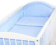 Baby 5Pc Bedding Set Pillow Duvet Quilt All-Round Bumper  Fit Cotbed 140X70cm Blue - MyHappy Baby