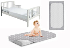 2-pack soft fitted sheet jersey stretchy cotton fit Junior bed 160/80cm Small stars with grey - MyHappy Baby