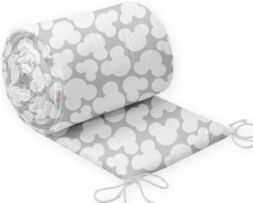 Padded Bumper To Fit Baby Cot Bed All-Round Cotton 420cm Mouse Grey