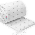 Baby Bedding Bumper 190cm Half CotBed Small Grey Stars On White
