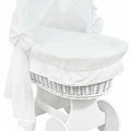 Baby Full Bedding Set With Hood To Fit Wicker Moses Basket Cotton White