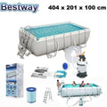 Bestway Swimming Pool Rectangular 404X201X100cm With Sand Filter Pump 13'3Ft