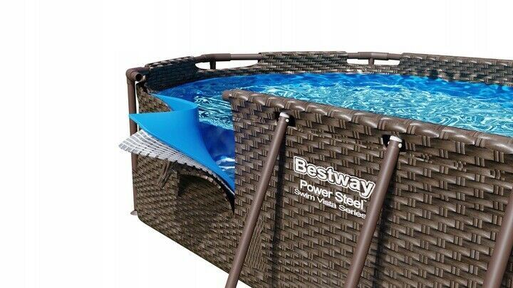 Bestway Power Steel Swim Vista Series 18Ft X 9Ft X 48In Oval Pool With Pump