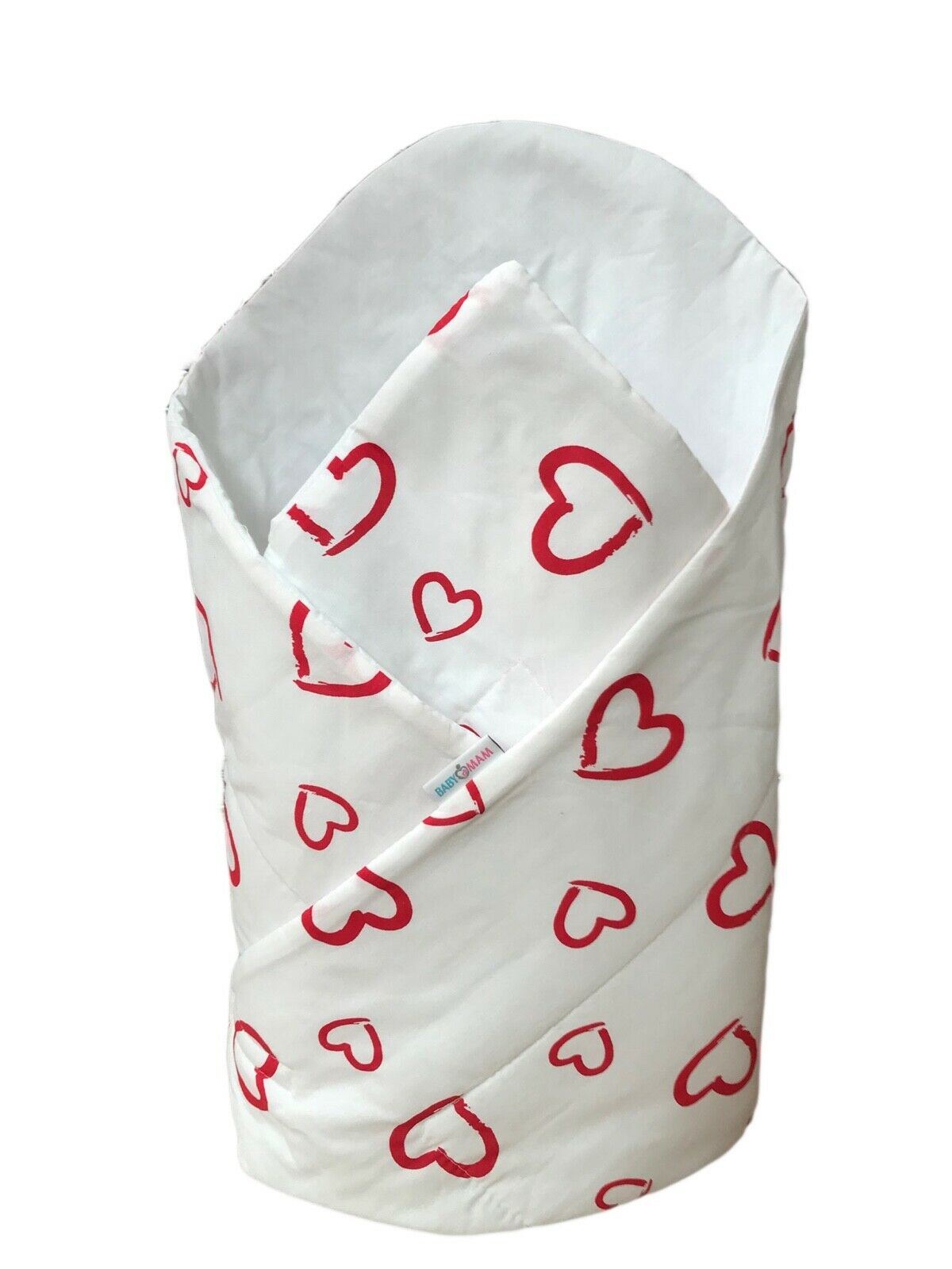 Baby Swaddle Wrap Newborn Bedding Blanket 100% Cotton Sleeping Bag Red Hearts On White