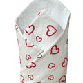 Baby Swaddle Wrap Newborn Bedding Blanket 100% Cotton Sleeping Bag Red Hearts On White