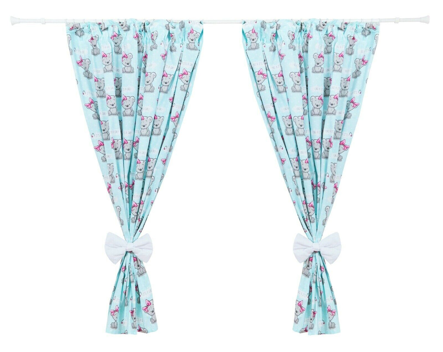 Nursery Curtains for Babies & Toddler's Bedroom Teddy girl mint