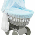Baby Full Bedding Set With Hood To Fit Wicker Moses Basket Dimple Blue