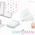 Baby Bedding Set 10Pc Fit Cot Bed 140x70cm - Grey Pink Stars