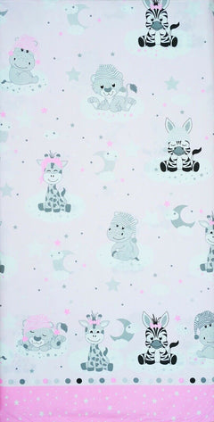 Baby Fitted Junior Bed Sheet Printed 100% Cotton Mattress 160X70cm Sweet Animals Pink - MyHappy Baby