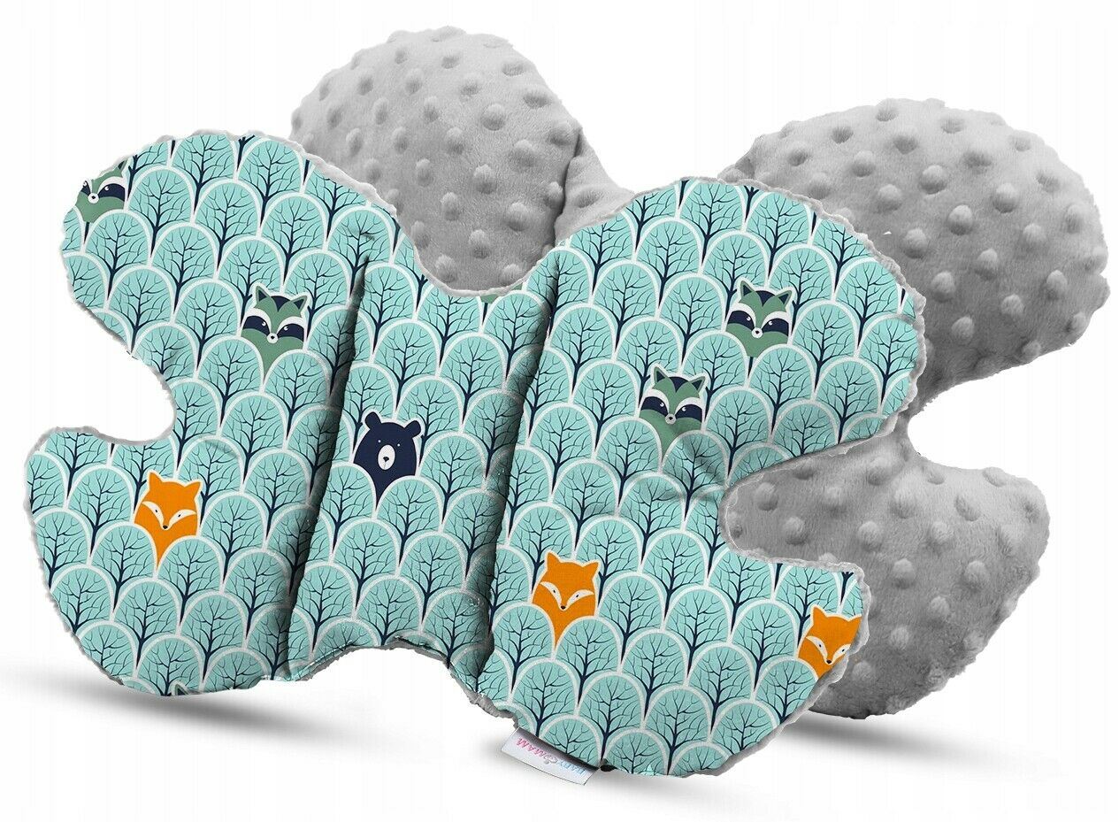 Baby 6pc Double-sided soft infant Cocoon Fox in Forest Turkus/ Grey