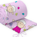 Baby Badded Bumper 180cm fit Cot 100% Cotton Sheep Pink