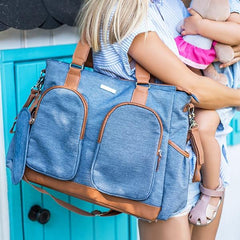 Baby Nappy Multi-Functional Diaper Bag Set With Changing Mat Babyono Glam Blue - MyHappy Baby