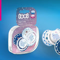 Lovi 2X Silicone Dynamic Soother Dummy Pacifier 3-6 M Day&Night Elephant Blue