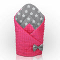 Baby Swaddle Wrap Newborn Dimple Cotton Infant Bedding Pink/ Big Stars On Grey