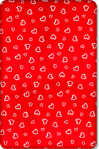 Baby Fitted Cot Sheet Printed Design 100% Cotton Mattress 120X60 cm White Hearts On Red