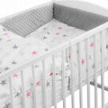 Baby 6Pc Dimple Bedding Set Pillow Duvet Quilt Sheet Bumper Fit Cotbed 140X70cm Dimple Grey/ Pink Grey Stars