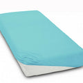Super Soft Fitted Sheet Jersey Stretchy Cotton Fit Cot Bed 140/70cm Blue