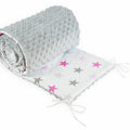 Baby dimple padded bumper 180cm straight fit COT 120x60 Grey/ Pink grey stars