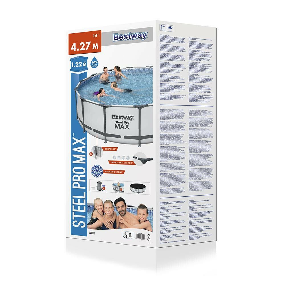 Bestway Steel Swimming Pool Pro Max 14Ft 48In Round Ground Garden 427X122cm