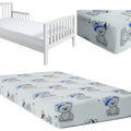 Baby Fitted Toddler Bed Sheet Printed 100% Cotton Mattress 160X80cm Teddy Boy White
