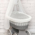 Moses Wicker Basket Full Set Bedding Set Canopy Grey/Dimple White/ Chevron
