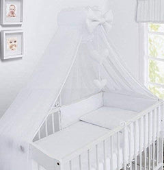 Baby bedding set Cotton Nursery 14pc to Fit Cot 120x60cm White - MyHappy Baby