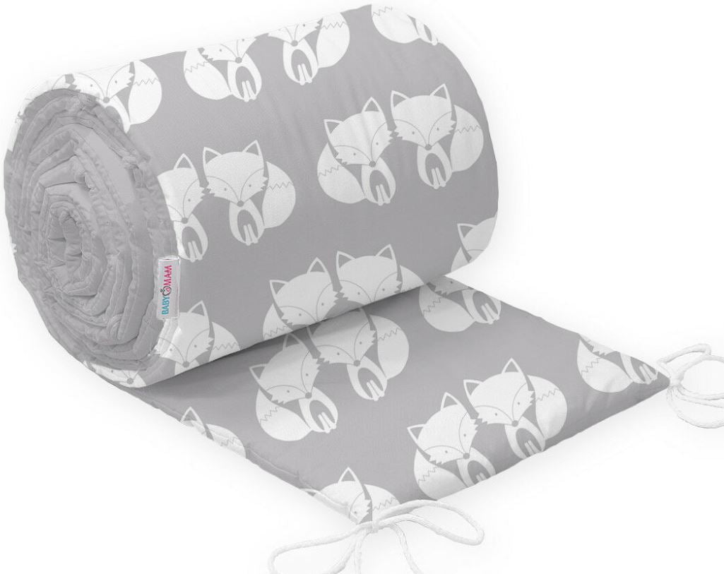 Padded Bumper To Fit Baby Cot Bed All-Round Cotton 420cm Fox Grey