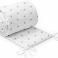 Padded Bumper To Fit Baby Cot Bed All-Round Cotton 420cm Small Stars On White