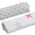 Dimple Belt Cover Car Seat Pram Pad Shoulder Soft Strap 2 Piece Grey/Pink Grey Stars